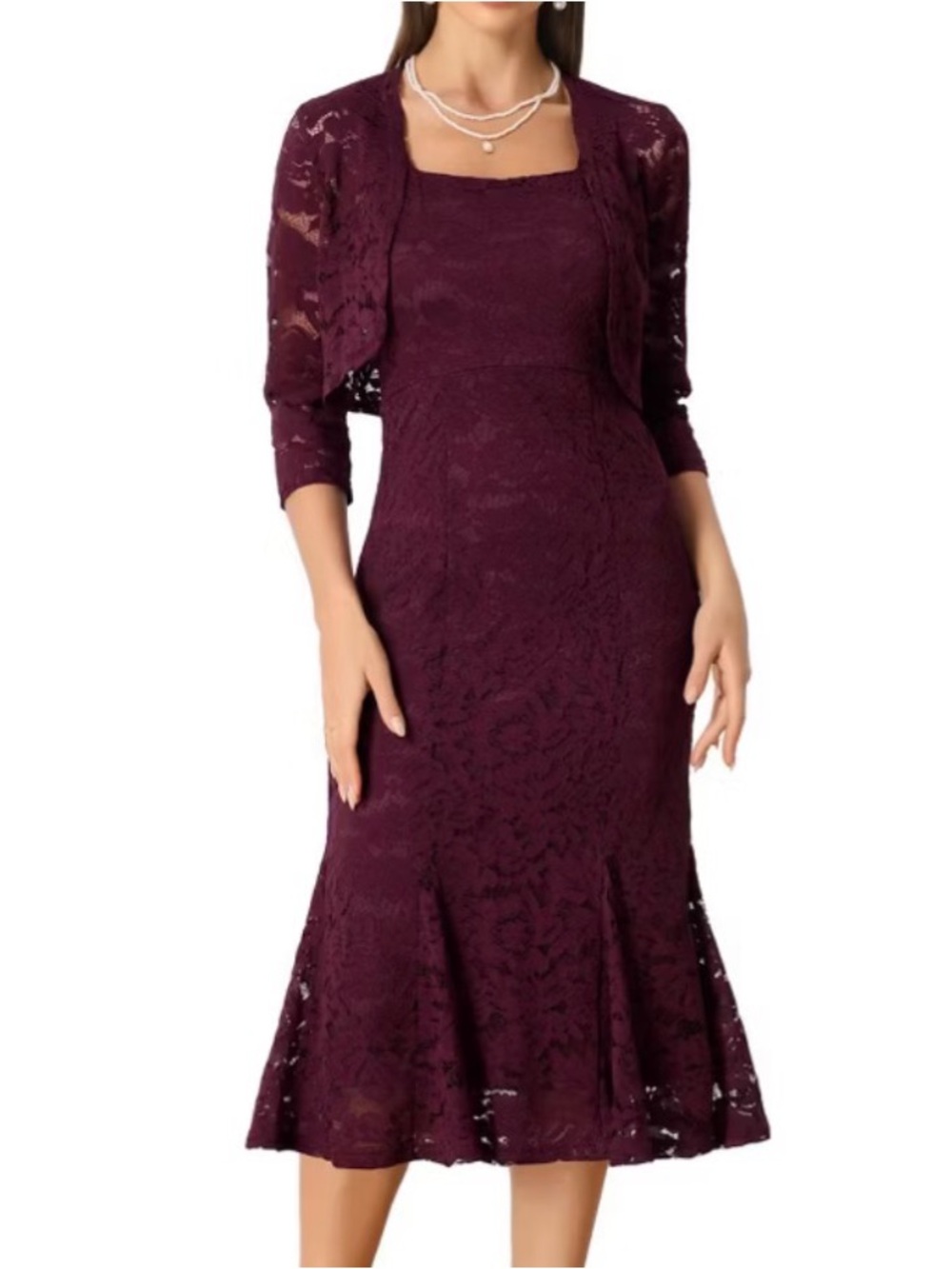 Women's Wedding Guest Sleeveless Evening Lace Dress with Open Front Shrug Set XL